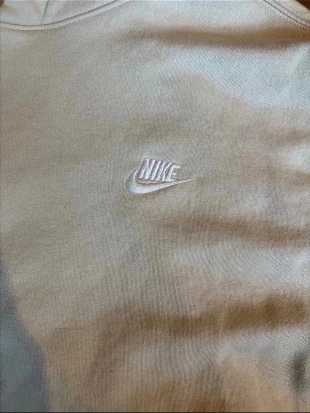Nike cream Crewneck Sweatshirt with White Embroidered Swoosh